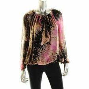 Diane Von Furstenberg Black Pink Brown Blouse